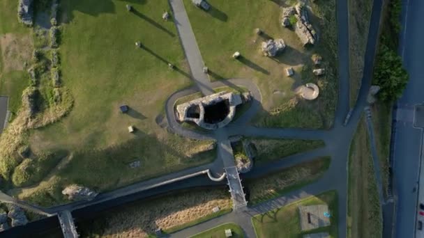 Dron Záběry Letní Den Velké Británii Wales Aberystwyth Kolem Pláže — Stock video