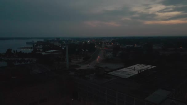 Сонячний Підйом Центрі Міста Мушкегон Біля Фабрики Шоу Вокер — стокове відео