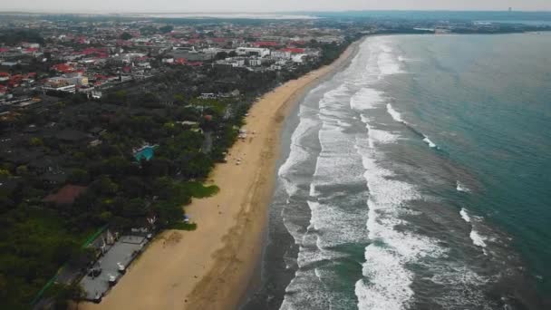 Vackra Seminyak Och Double Six Beach Drönare Film Bali Med — Stockvideo