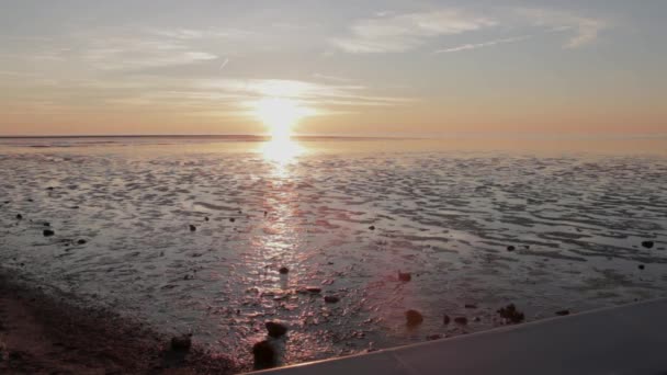 Закат Северном Море Время Отлива — стоковое видео