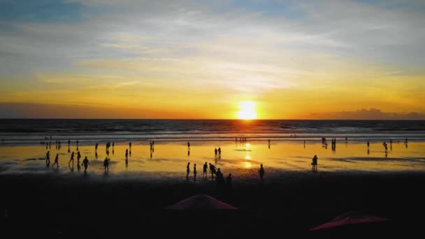 Hermosas Imágenes Drones Seminyak Double Six Beach Bali Con Olas — Vídeos de Stock