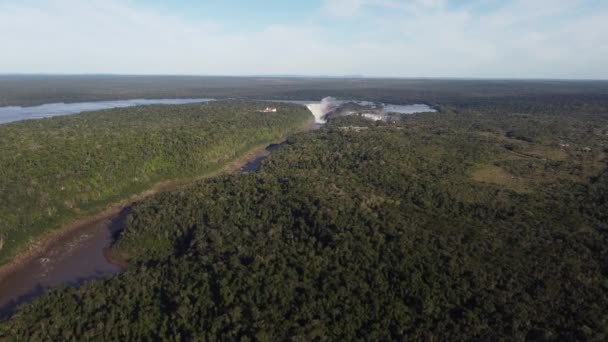 Luftaufnahme Des Iguazu Flusses Amazonas Regenwald Und Des Garganta Del — Stockvideo