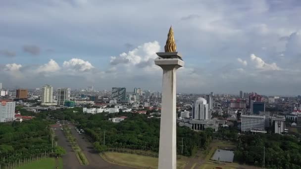 Jakarta Indonesien Januar 2022 Luftaufnahme Des National Monument Auch Bekannt — Stockvideo