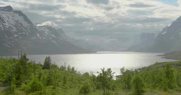 Amazing Aerial Push Ersfjord Μια Διάσημη Τουριστική Περιοχή Στη Νορβηγία — Αρχείο Βίντεο
