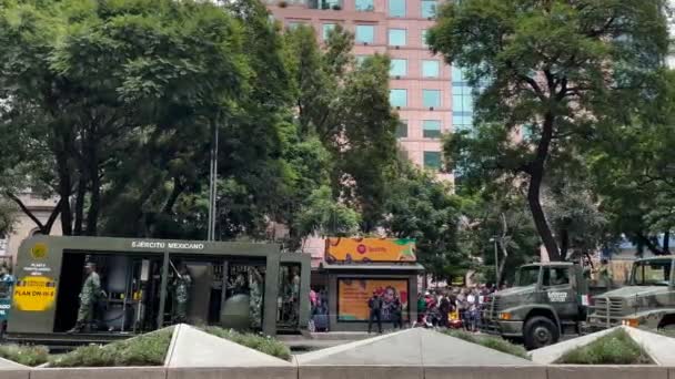 Strzał Przodu Plutonu Inżynierów Wojskowych Podczas Parady Meksykańskiej Armii Mieście — Wideo stockowe