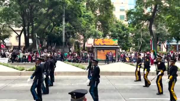 Выстрел Тела Пикинеров Время Парада Мексиканской Армии Мехико — стоковое видео