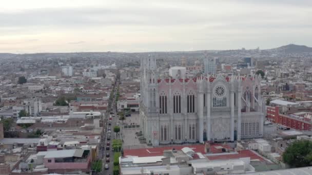 Aérea Vista Épica León Centro Guanajuato Iglesia Católica Vista Del — Vídeo de stock