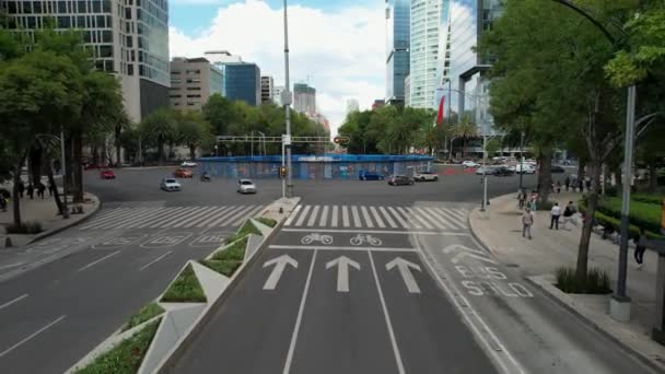 Drönare Skott Omvänd Solnedgång Avenyn Paseo Reforma Mexico Stad Med — Stockvideo