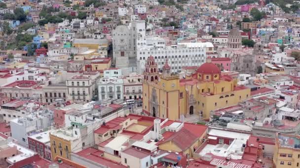 Flygfoto Guanajuato Centrum Episk Utsikt Drönarvy — Stockvideo
