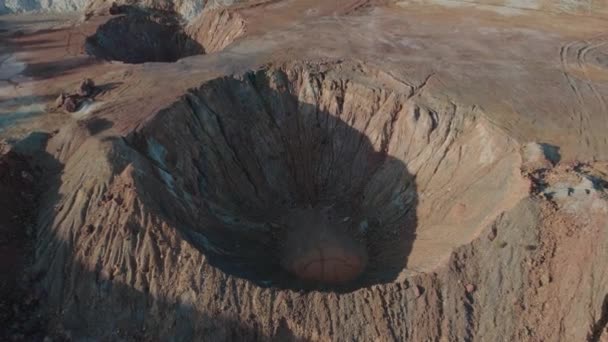 Légi Felvétel Kráter Nap Folyamán Vett Riotinto Huelva Spanyolország — Stock videók