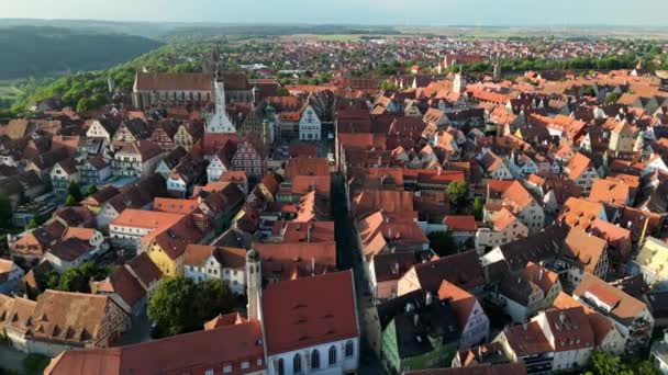 Drone Shot Flying Rothenburg Der Tauber Old Town Germany — Stock video
