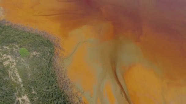 Vue Aérienne Lac Rouge Couleur Cuivre Dans Les Mines Riotinto — Video