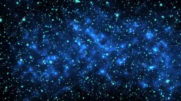 Animacja Flying Stars Niebieskiej Mgławicy Kosmosie Eksploracja Galaktyk Przez Kosmos — Wideo stockowe