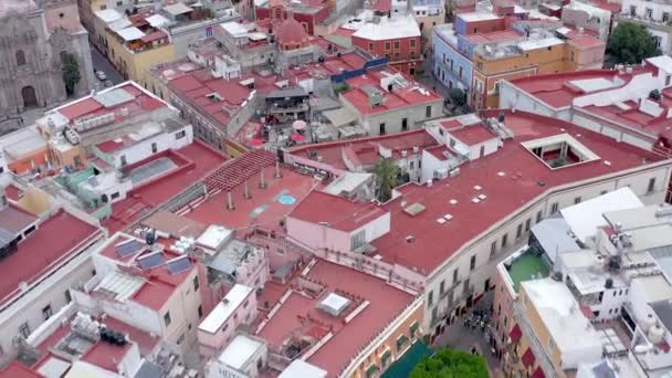 Aerial Flying City Guanajuato Drone View — Vídeos de Stock