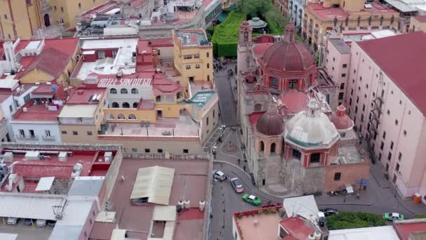Aereo Sorvolando Bellissima Città Guanajuato Estate Vista Drone — Video Stock