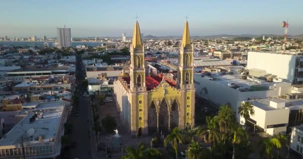 Αεροφωτογραφία Του Καθεδρικού Ναού Της Βασιλικής Του Mazatlan Μεξικό Ιστορικό — Αρχείο Βίντεο