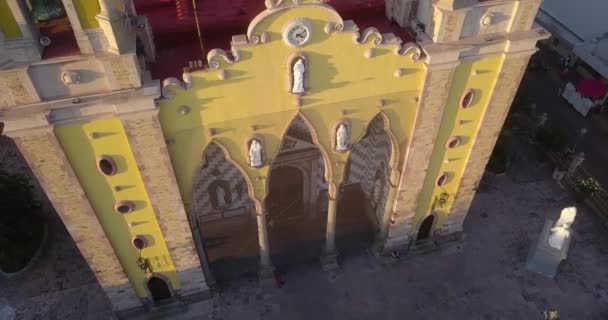 Zewnątrz Ozdobiona Fasada Mur Bazyliki Katedra Mazatlan Meksyk Kolorowy Barokowy — Wideo stockowe