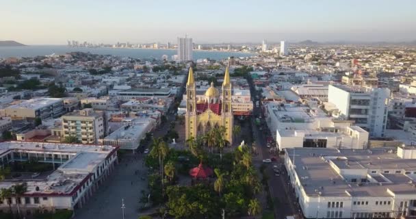 Bazilika Katedrála Mazatlan Mimo Fasádu Náboženské Katolické Církve Budovy Sinaloa — Stock video