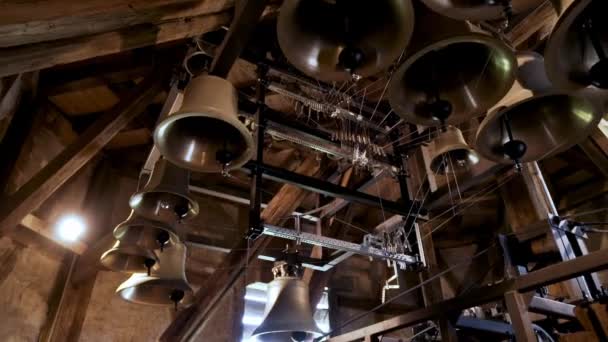 Carillon Glockenspiel Στο Μουσείο Της Καμπάνες Στην Collegiate Εκκλησία Του — Αρχείο Βίντεο