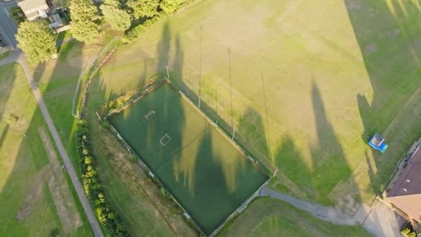 Mini Soccer Pitch Infrastructure Hillsborough Park South Yorkshire Aerial — Vídeos de Stock