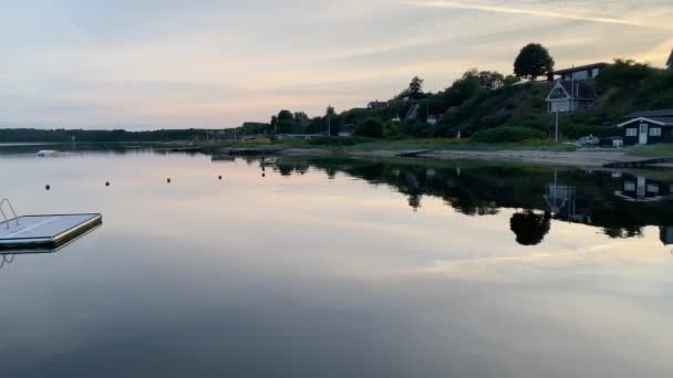 Danish Scandinavian Beach Resort Destination Sunset Sky Reflection Fjord Široká — Stock video