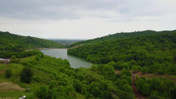Beautiful Dam Lake Middle Green Forest Hyrcanian Caspian Jungle Azerbaijan — Video