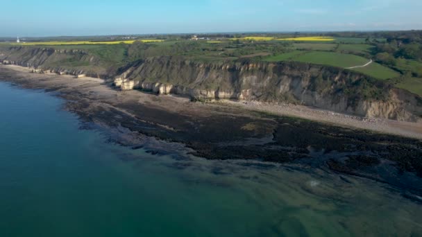 Normandiya Kıyısı Fransa Kayalıkları Nın Hava Görüntüsü — Stok video