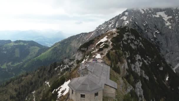 Eagles Nest Mountaintop Stronghold Southeastern Bavaria Germany Aerial View — Stock Video