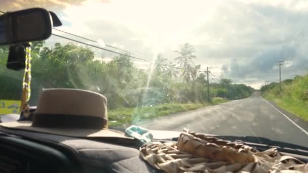 First Person View Interior Car Das Cam Beautiful Hawaiian Road — Stock Video