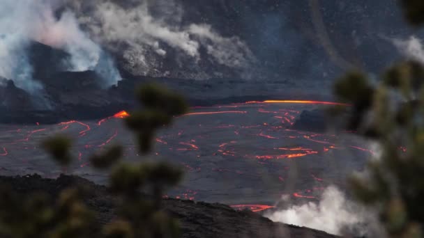 Steam Smoke Rises Multiple Spots Magma Volcano National Park — Stock Video