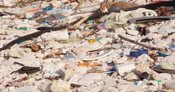 Nahaufnahme Langsame Pfanne Aus Menschgemachten Plastikmüll Und Müll Die Langsam — Stockvideo