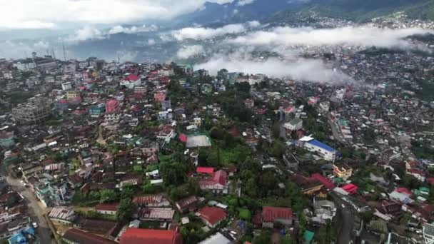 Légi Felvétel Ház Építéséről Hegytetőn Nagalandban Indiában — Stock videók
