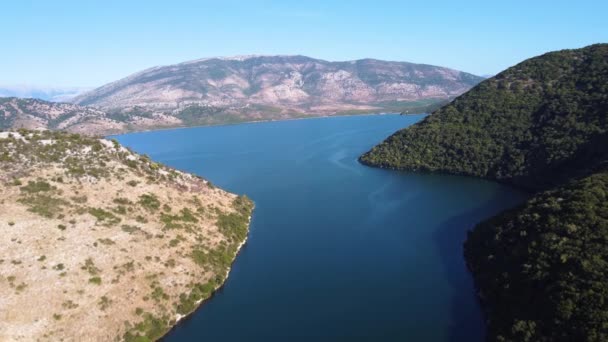 Aerial Fly Lake Butrint Albania — 图库视频影像