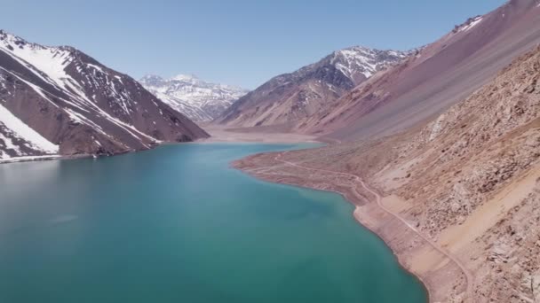 Dramatic Landscape Embalse Yeso Andes Santiago Metropolitan Region Chile Aerial — Vídeos de Stock