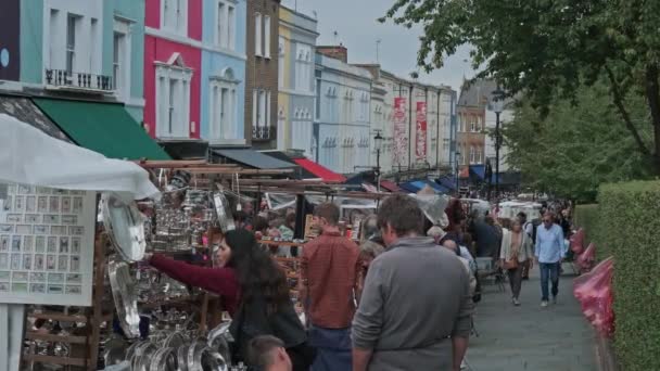 Mensen Die Winkelen Portobello Road Market Notting Hill Londen Verenigd — Stockvideo
