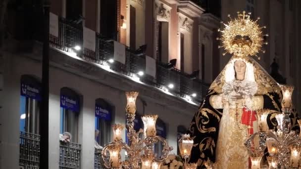 Close Van Processie Rijtuig Met Maagd Maria Tijdens Heilige Week — Stockvideo