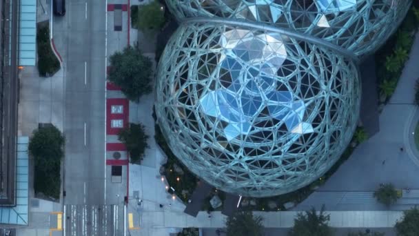 アマゾンのシアトル本社の上空を空中で撮影 — ストック動画