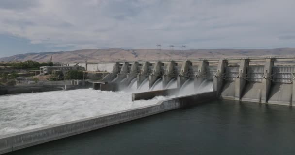 Drohne Eines Staudamms Entlang Des Columbia River Schuss Auf Mavic — Stockvideo