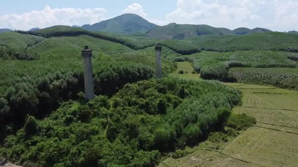 Vista Aérea Dos Columnas Piedra Que Sobresalen Del Bosque Paisaje — Vídeos de Stock