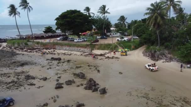 Natal Brasil Por Drone Seguindo Carro Praia Praias Brasileiras Lendárias — Vídeo de Stock