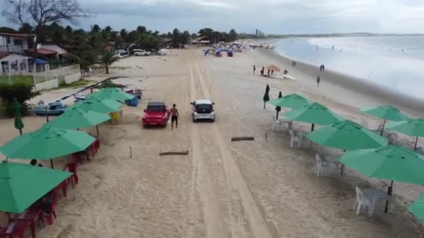 Natal Brazil Drone Sleduju Beach Car Legendární Brazilské Pláže Severovýchodní — Stock video