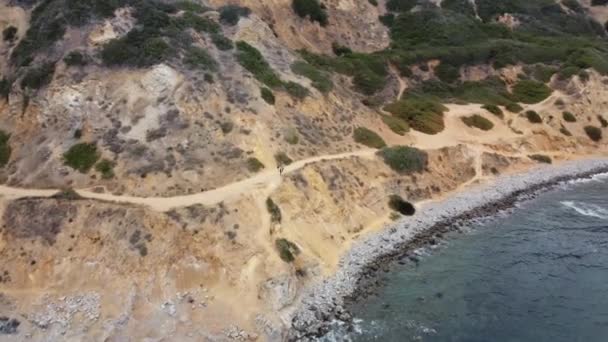 Palos Verdes Ile Güney Kaliforniya Sahillerinde Efsanevi Uçurum Kenarındaki Plajlar — Stok video