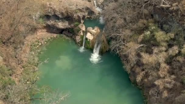 Krásný Vodopád Cascada Comala Park Poblíž Chiquilistln Jalisco Mexiko Dron — Stock video