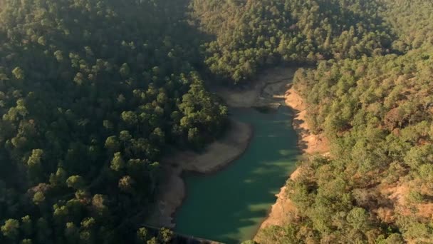 Calaque Dam Low Water Level Dry Season Jalisco Mexico Aerial — Stock Video