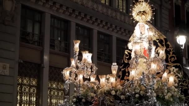 Průvod Panny Marie Velký Pátek Během Oslav Svatého Týdne Madridu — Stock video