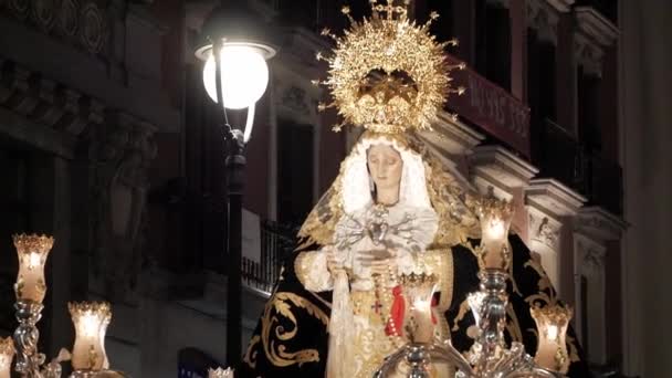 Spanya Madrid Düzenlenen Kutsal Hafta Geçit Töreni Nde Meryem Ana — Stok video