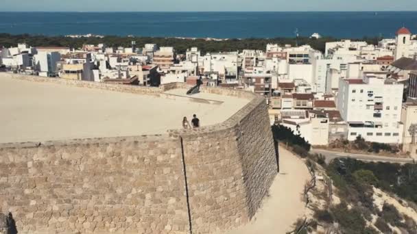 Luminosa Soleggiata Ripresa Aerea Del Castello Guardamar Del Segura Spagna — Video Stock