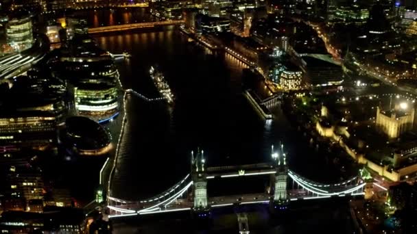 Tower Bridge London City Hall Shard City London Video Malam — Stok Video