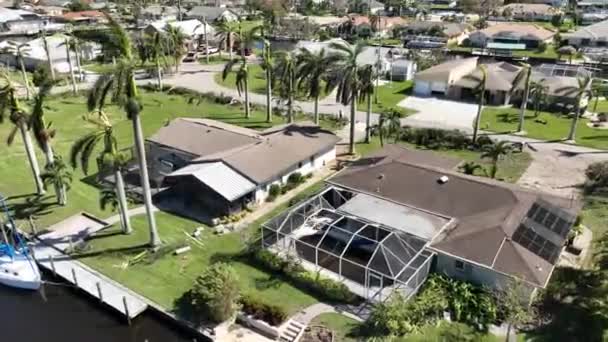 Drone Disparo Ciudad Cape Coral Florida Tras Huracán — Vídeos de Stock