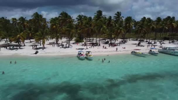 プンタカナ ドミニカ共和国の美しい水の海 ビーチ 自然の素晴らしい空中ドローン画像 — ストック動画